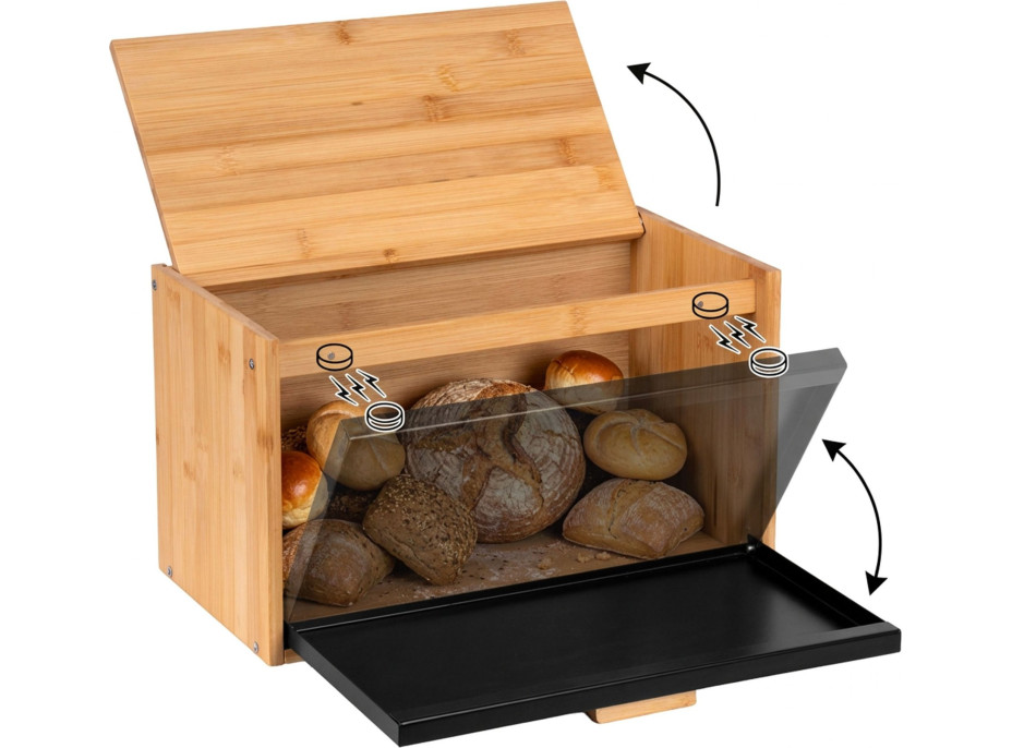 Bambusový chlebník CHARLES - přírodní/černý