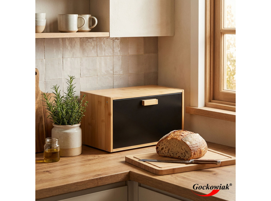 Bambusový chlebník CHARLES - přírodní/černý