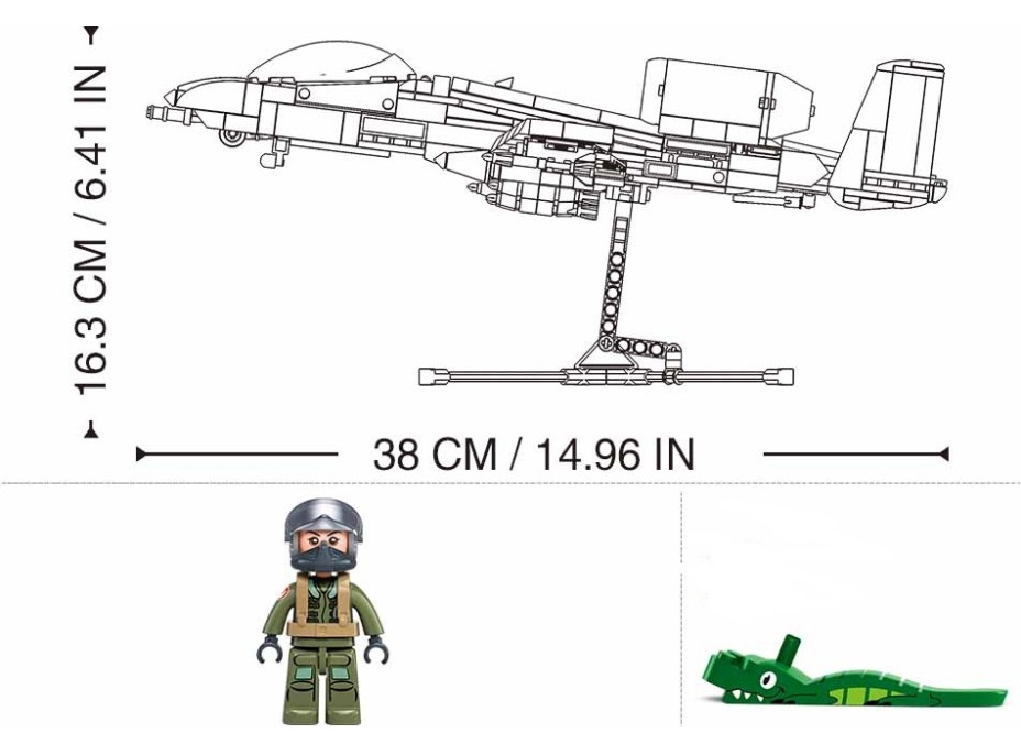 Sluban Model Bricks M38-B1362 Útočný letoun A10CS