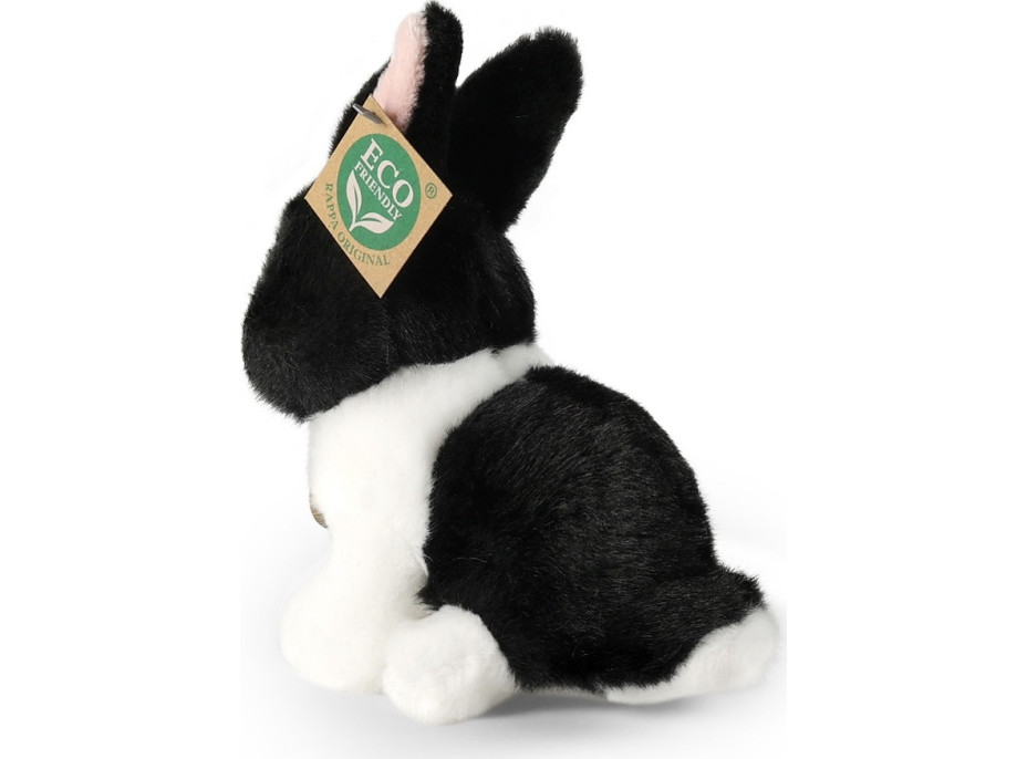 Rappa Plyšový králík bílo-černý sedící 16 cm ECO-FRIENDLY