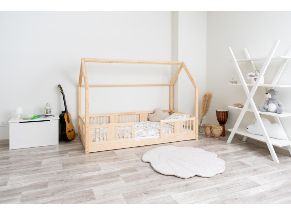 Dětská domečková Montessori postel z masivu borovice LUNA L - 160x80 cm