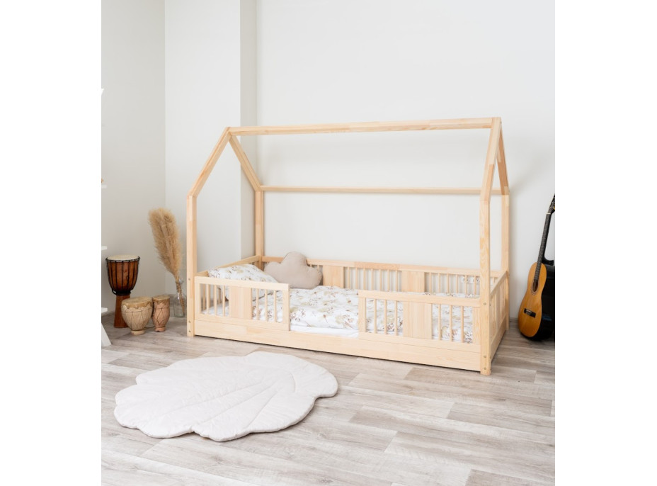 Dětská domečková Montessori postel z masivu borovice LUNA L - 190x90 cm
