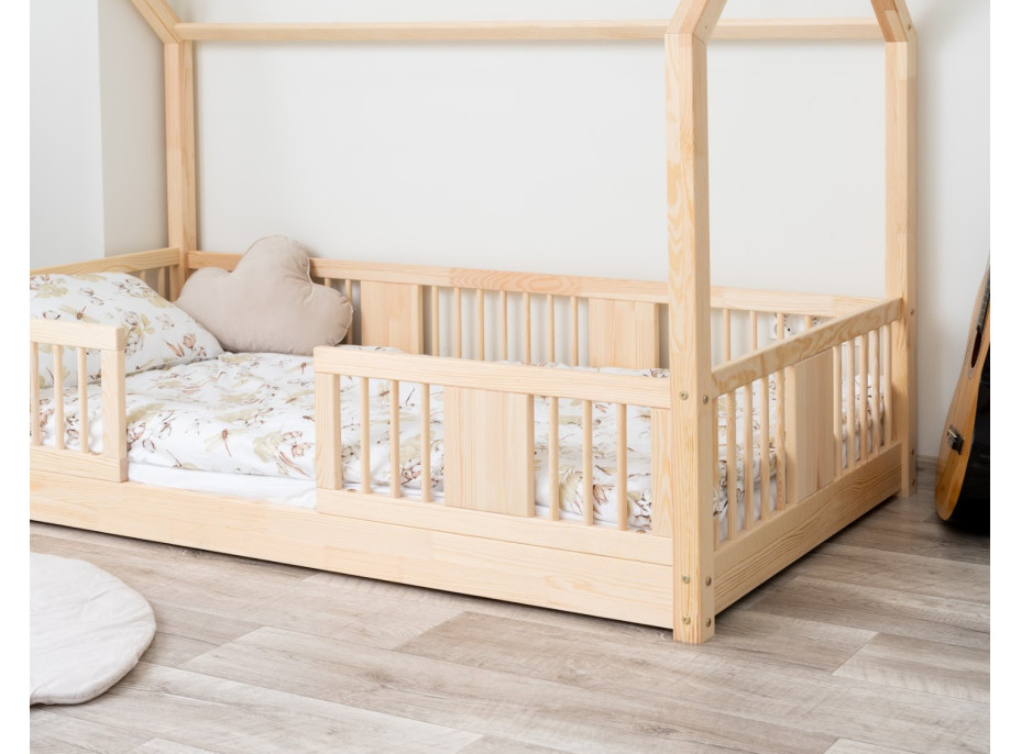 Dětská domečková Montessori postel z masivu borovice LUNA L - 190x90 cm