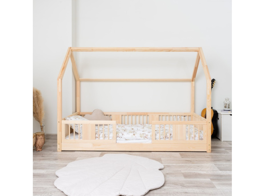 Dětská domečková Montessori postel z masivu borovice LUNA L - 200x90 cm