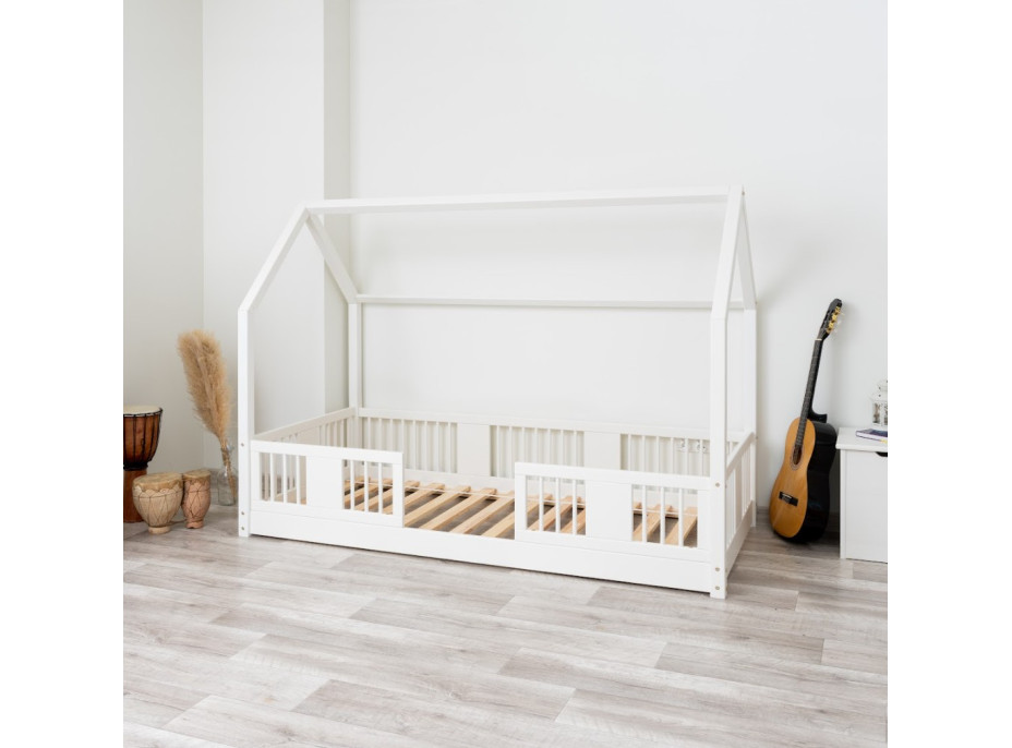 Dětská domečková Montessori postel z masivu borovice LUNA L - 200x90 cm