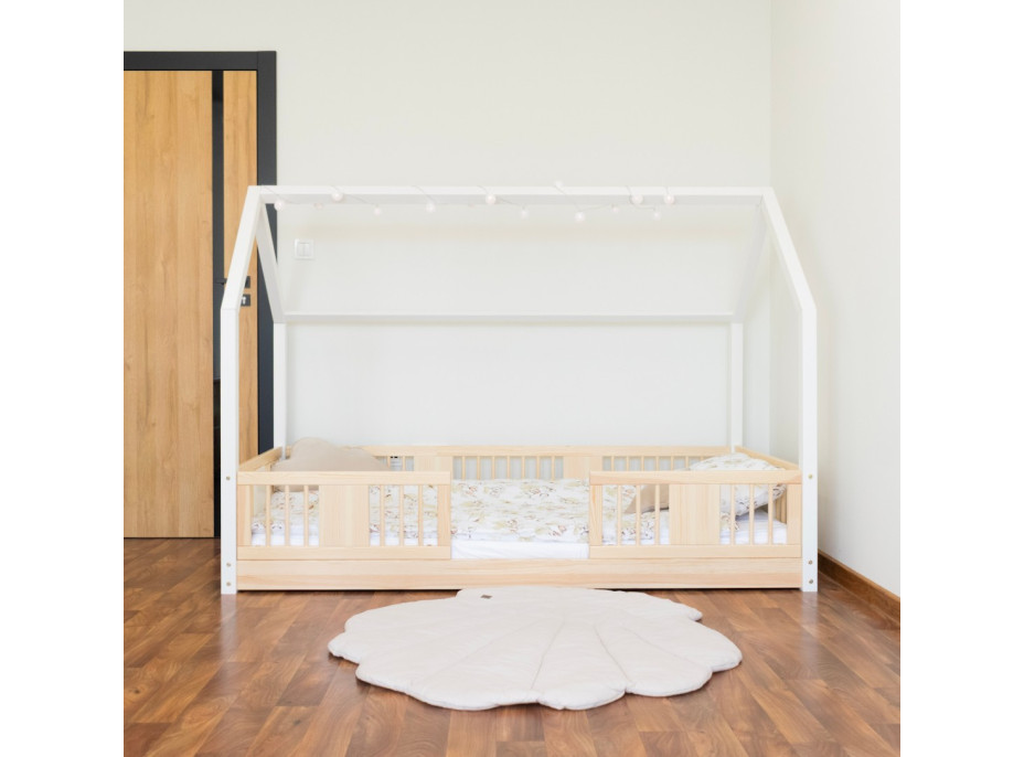 Dětská domečková Montessori postel z masivu borovice LUNA L - 180x80 cm