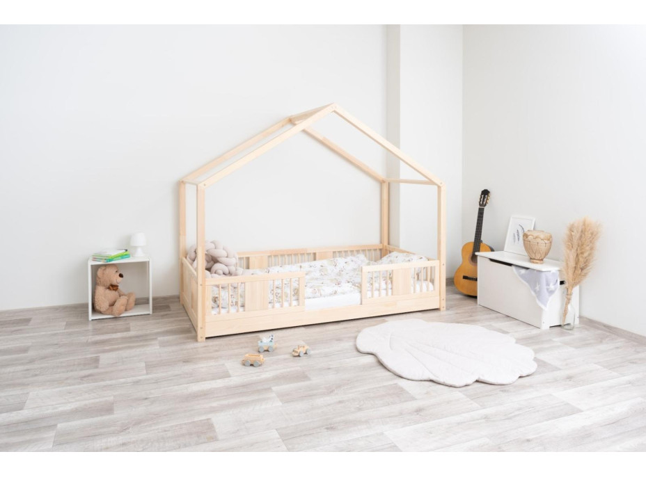 Dětská domečková Montessori postel z masivu borovice LUNA S - 190x90 cm