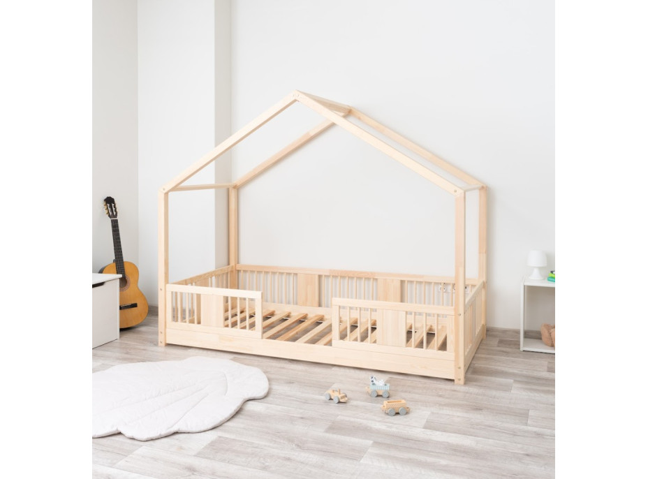 Dětská domečková Montessori postel z masivu borovice LUNA S - 190x90 cm