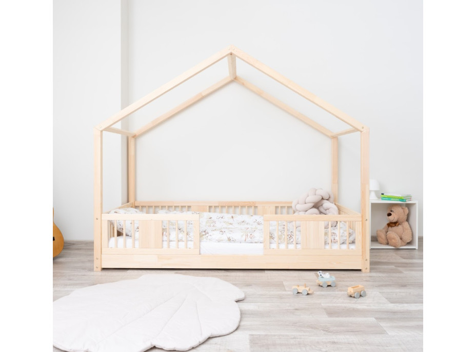 Dětská domečková Montessori postel z masivu borovice LUNA S - 200x90 cm