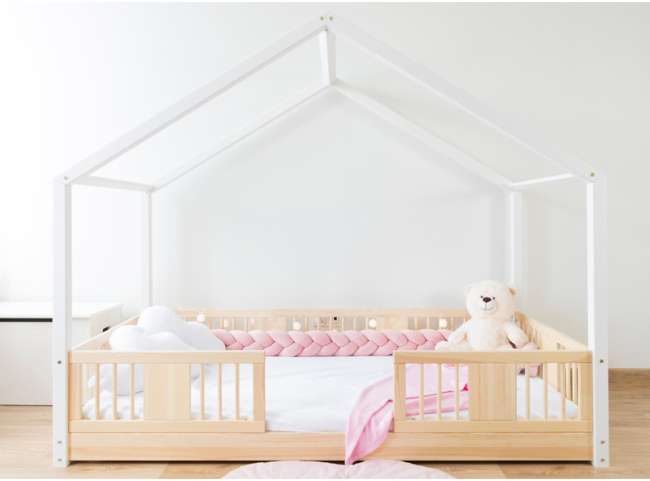 Dětská domečková Montessori postel z masivu borovice LUNA S - 200x90 cm