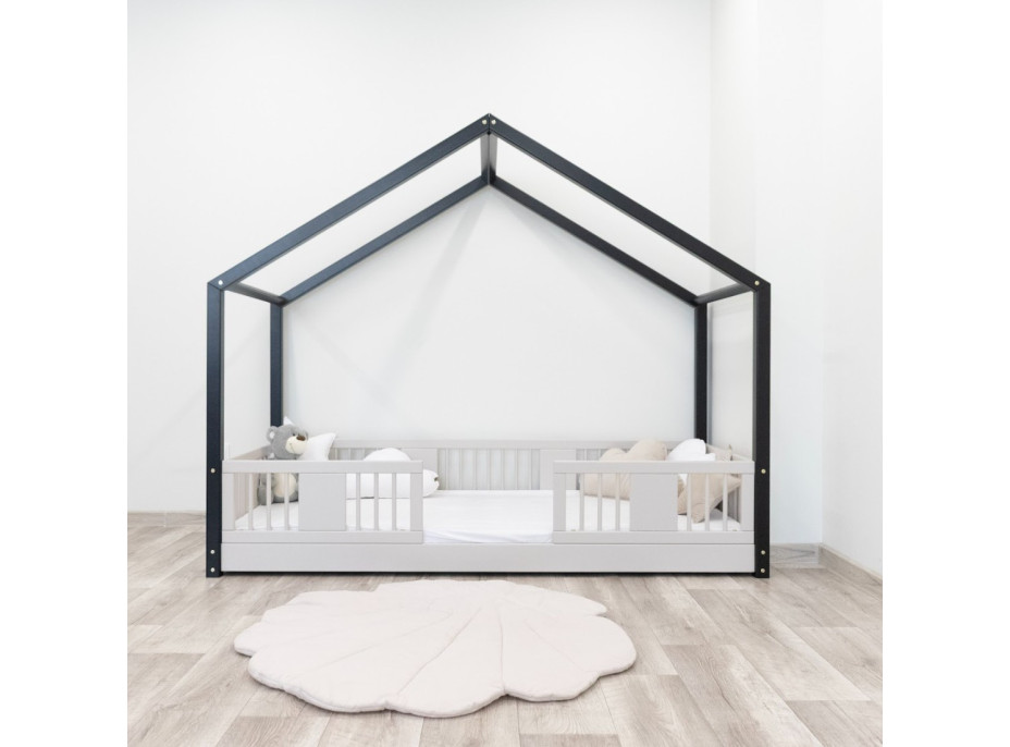 Dětská domečková Montessori postel z masivu borovice LUNA S - 180x80 cm