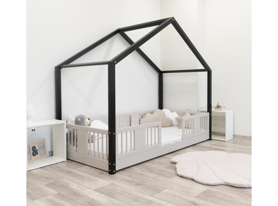 Dětská domečková Montessori postel z masivu borovice LUNA S - 190x90 cm