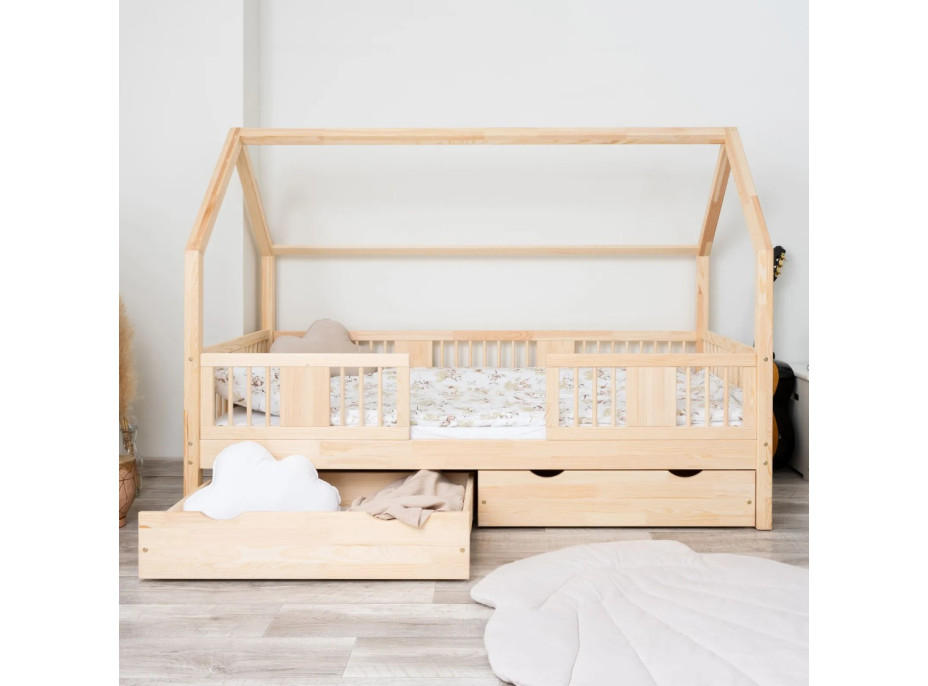 Dětská domečková postel z masivu borovice LUNA L 20 - 190x90 cm