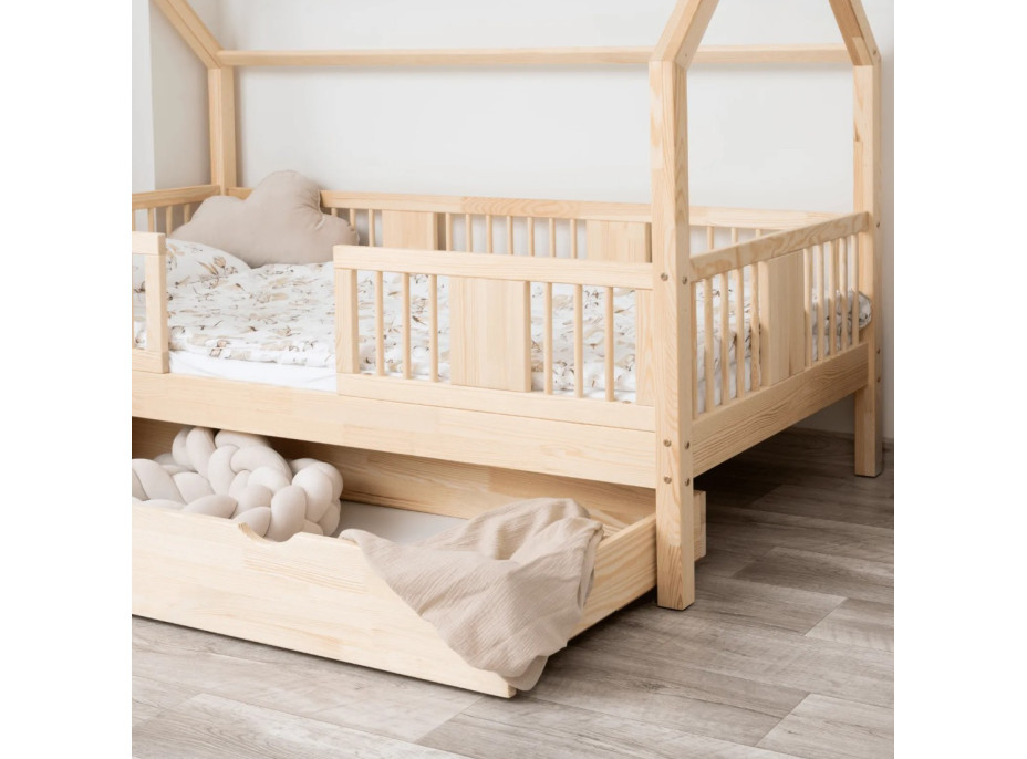 Dětská domečková postel z masivu borovice LUNA L 20 - 190x90 cm