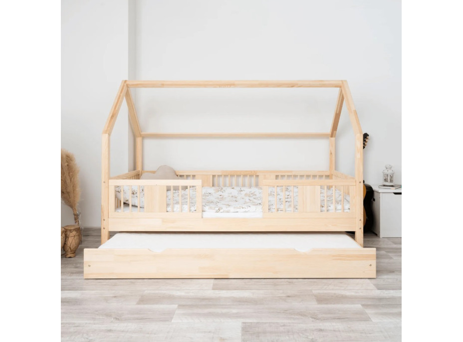 Dětská domečková postel z masivu borovice LUNA L 20 - 160x80 cm