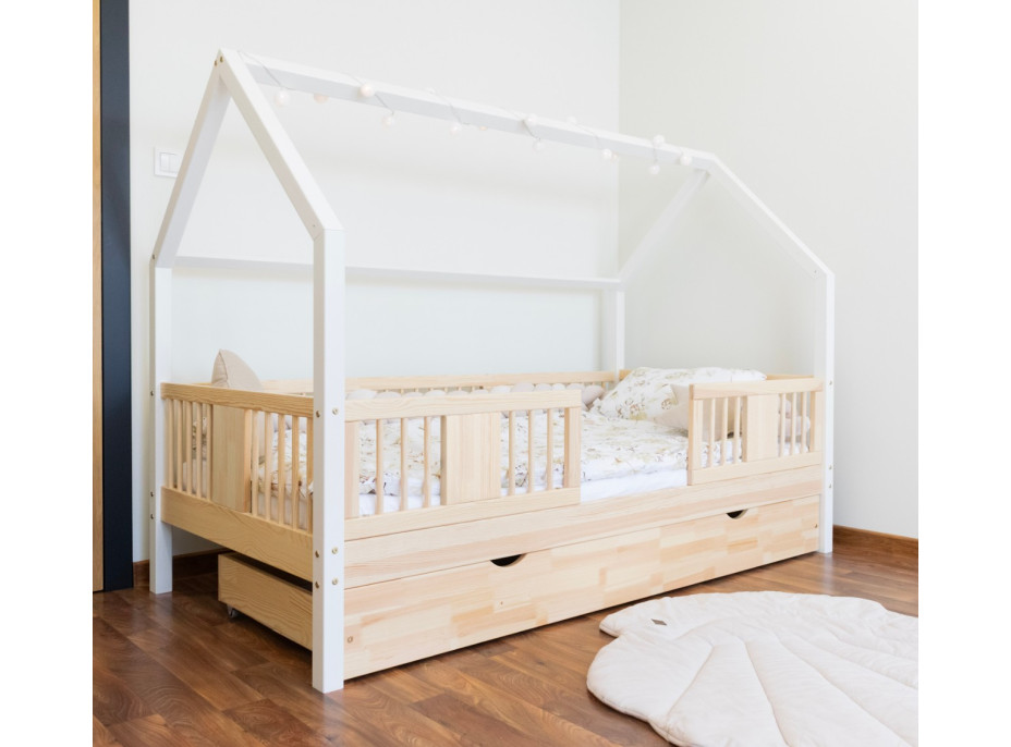 Dětská domečková postel z masivu borovice LUNA L 20 - 190x90 cm