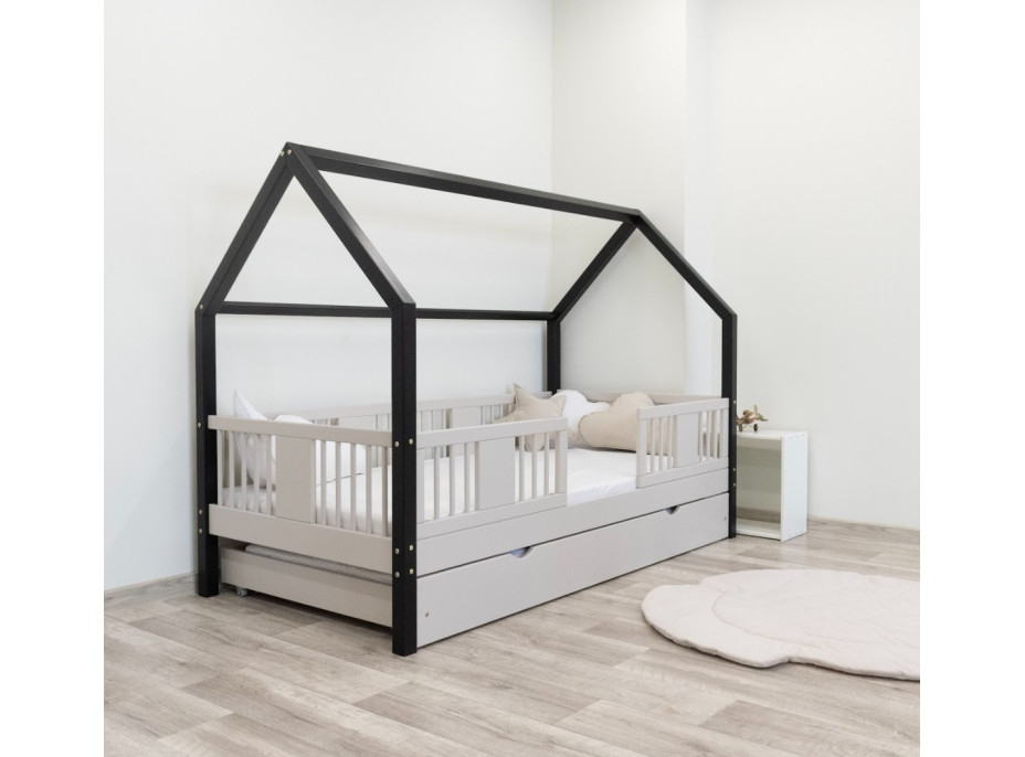 Dětská domečková postel z masivu borovice LUNA L 20 - 180x80 cm