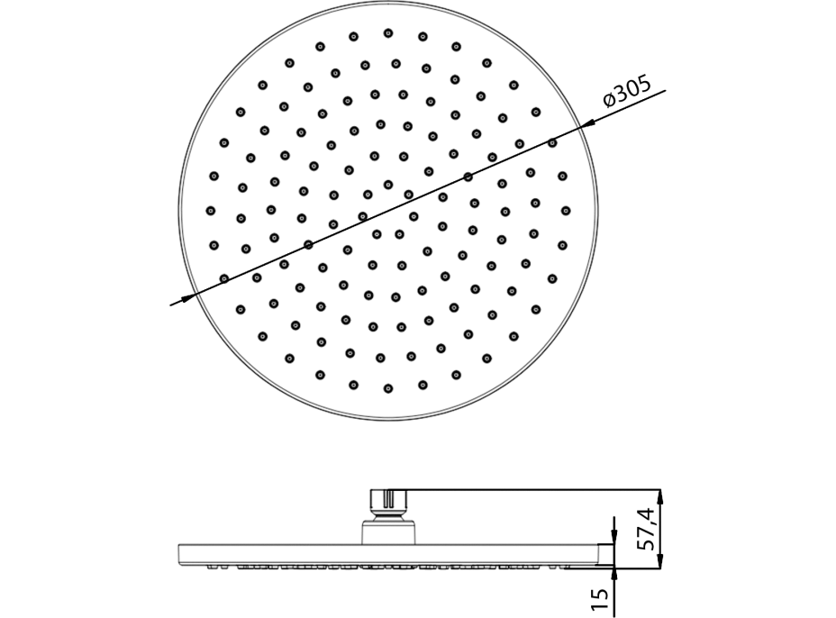 Aqualine Hlavová sprcha, průměr 300mm, ABS/chrom SC124