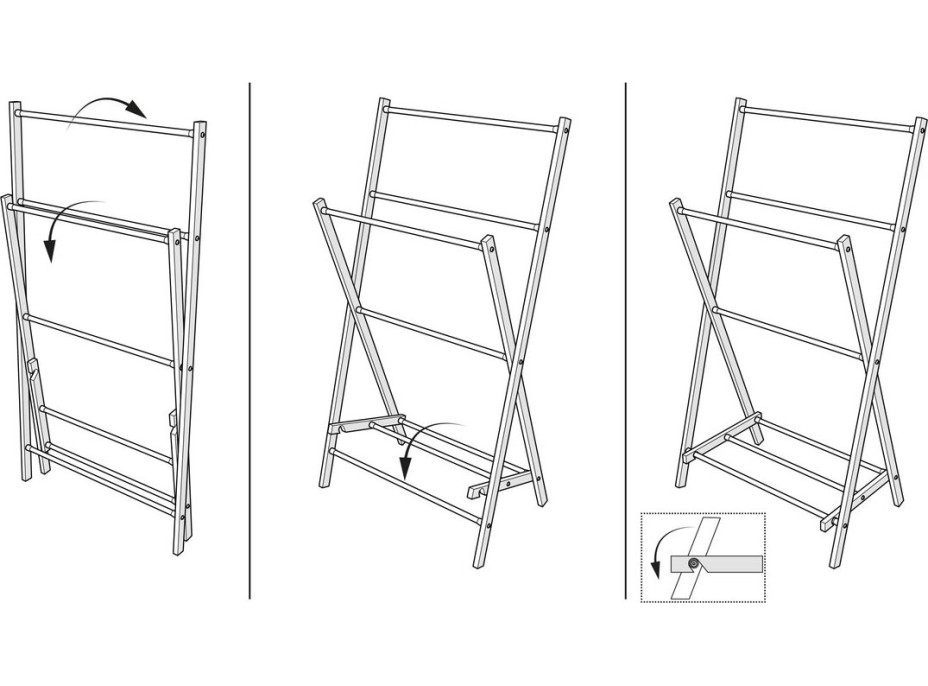 Aqualine WING skládací stojan na ručníky 58x103x35cm, jasan SP854