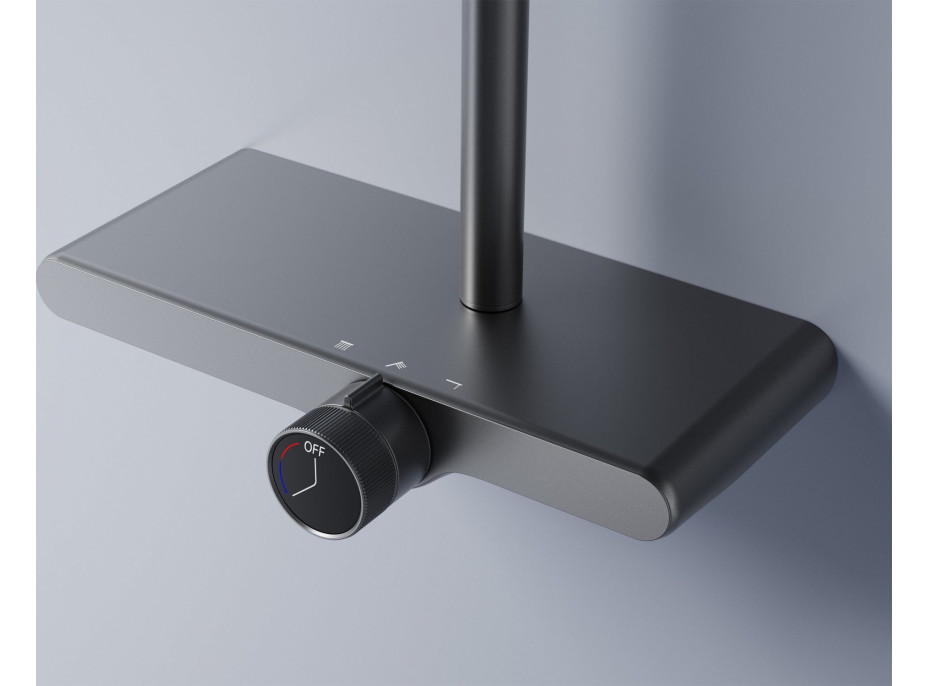 Sprchová souprava Rea BARI s termostatickou baterií a policí - titanová šedá