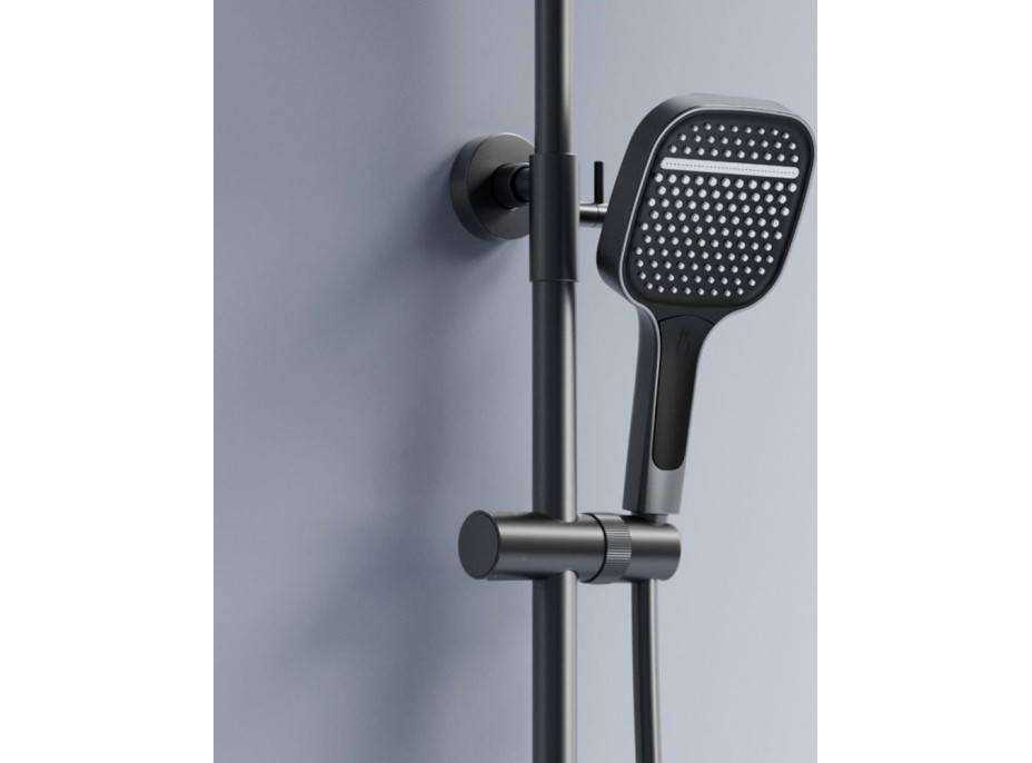 Sprchová souprava Rea BARI s termostatickou baterií a policí - titanová šedá