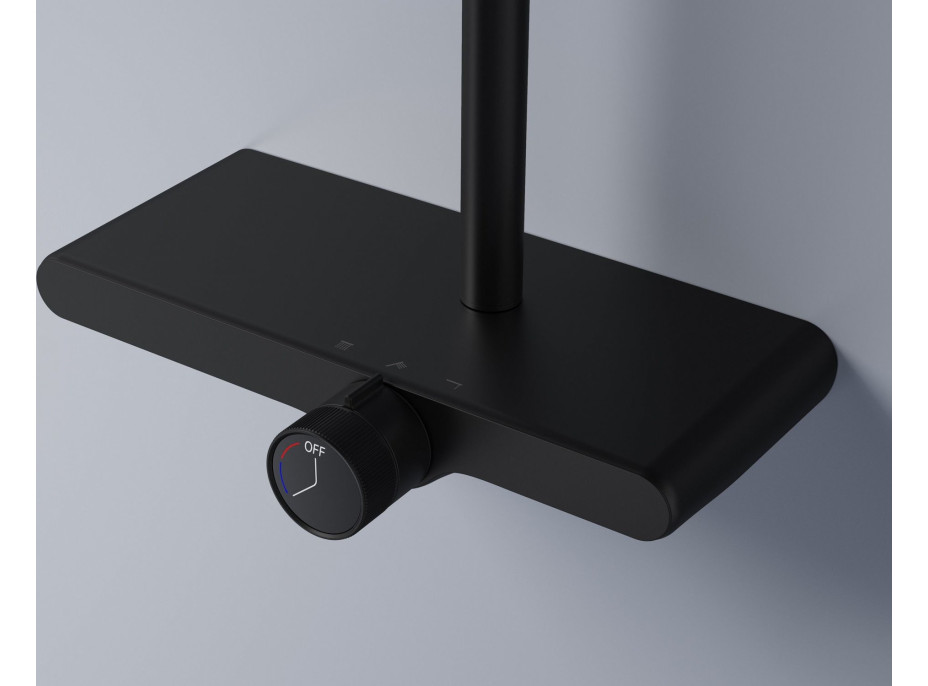 Sprchová souprava Rea BARI s termostatickou baterií a policí - černá