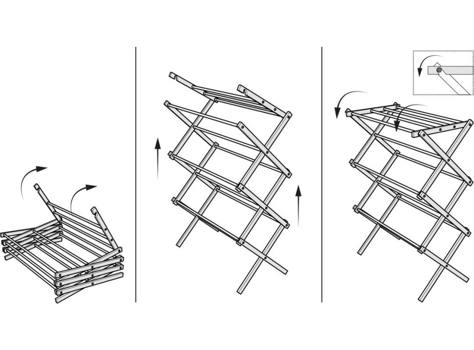Aqualine CIKCAK skládací stojan na ručníky 73x97x39cm, jasan SP621