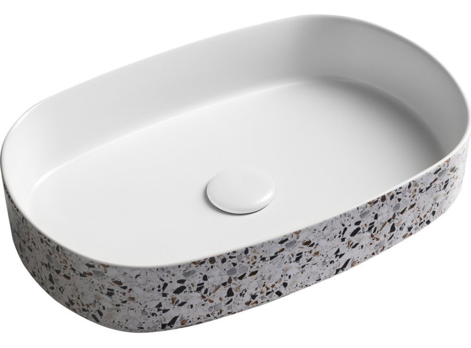 Isvea INFINITY OVAL keramické umyvadlo na desku, 55x36cm, terrazzo 10NF65055-2L-TRZ