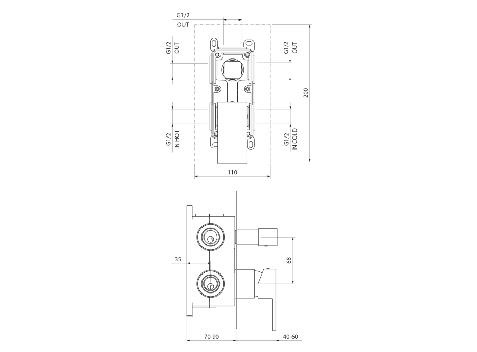 Sapho SPECTRE podomítková sprchová baterie, 3 výstupy, chrom 1102-87