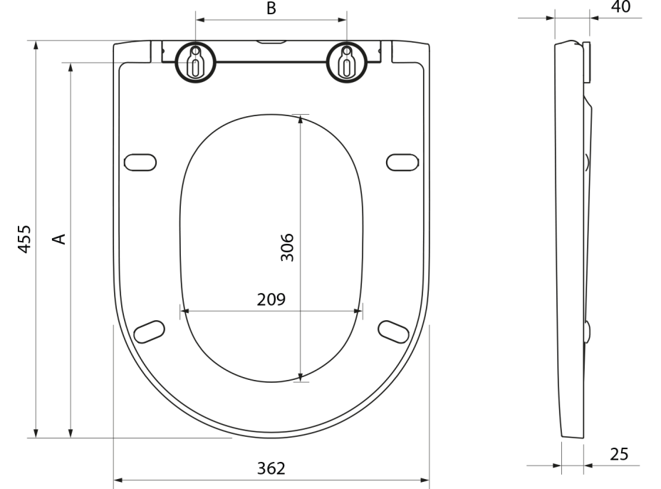 Aqualine WC sedátko, Soft Close, Easy Take, bílá PBS106