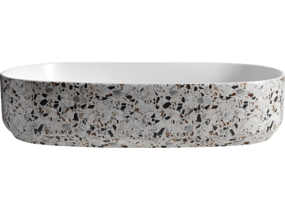 Isvea INFINITY OVAL keramické umyvadlo na desku, 55x36cm, terrazzo 10NF65055-2L-TRZ