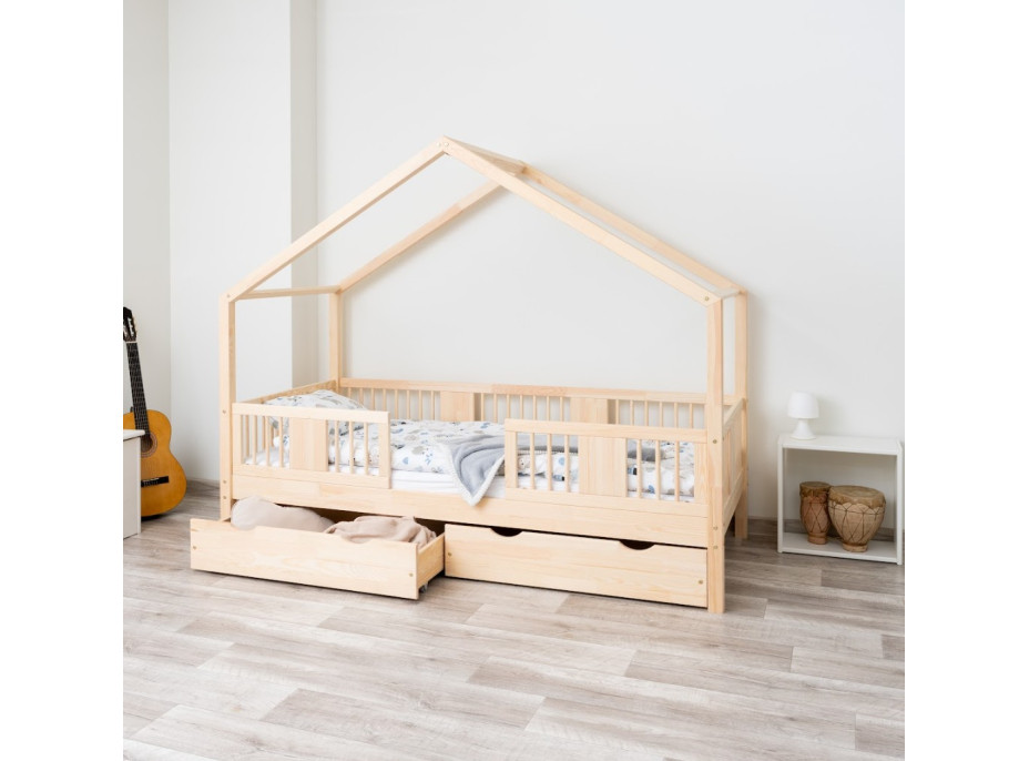Dětská domečková postel z masivu borovice LUNA S 20 - 160x80 cm