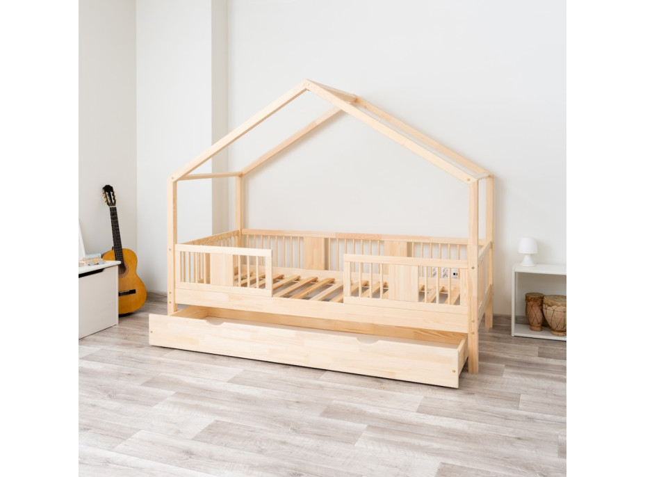 Dětská domečková postel z masivu borovice LUNA S 20 - 200x90 cm