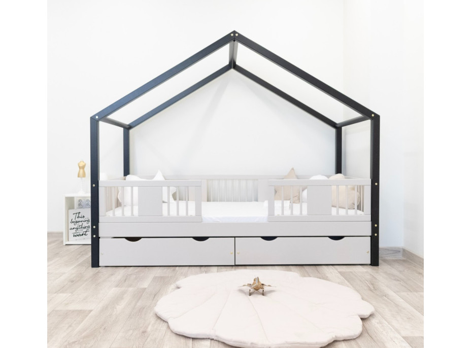 Dětská domečková postel z masivu borovice LUNA S 20 - 160x80 cm