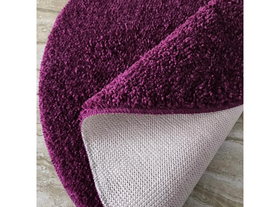 Moderní koberec SHAGGY CAMIL kulatý - tmavě fialový