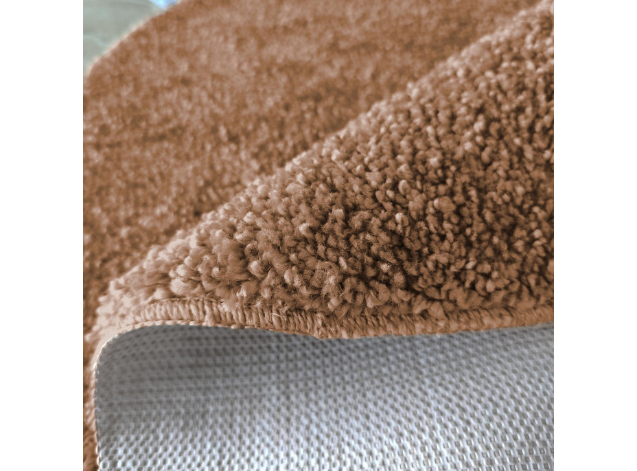 Moderní koberec SHAGGY CAMIL kulatý - světle hnědý