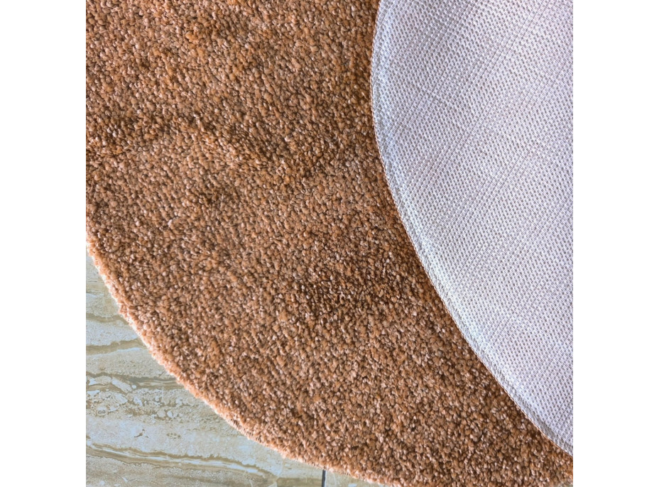 Moderní koberec SHAGGY CAMIL kulatý - světle hnědý