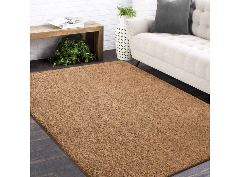 Moderní koberec SHAGGY CAMIL - světle hnědý