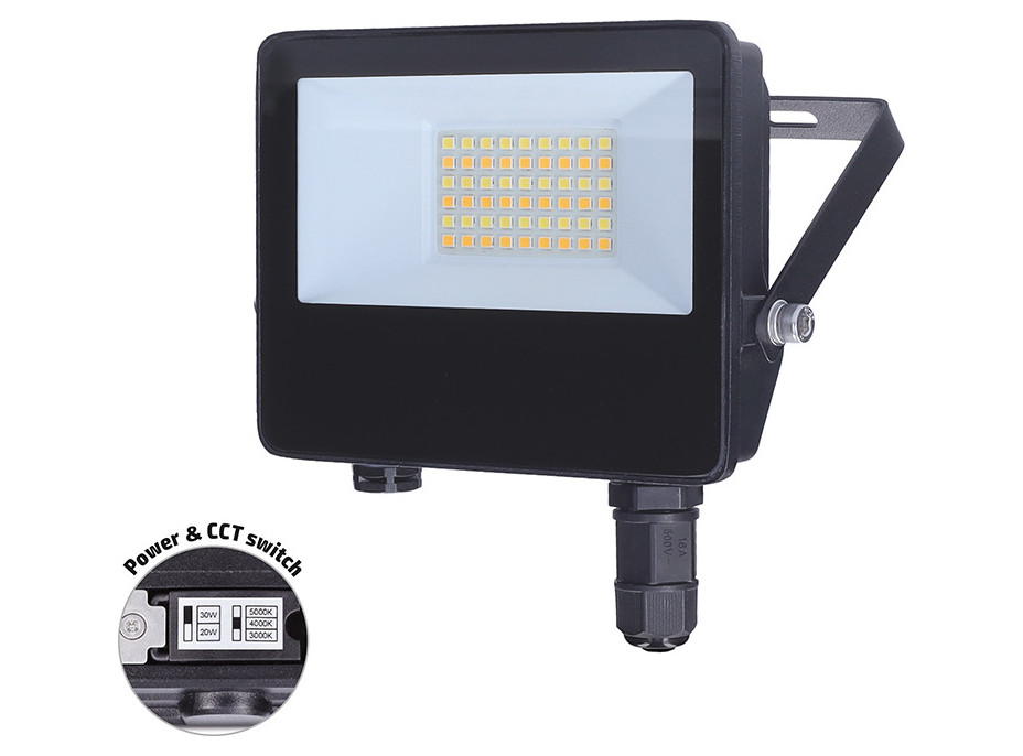 Solight LED reflektor TOP, 20W, max. 2600lm, 3CCT, volitený výkon 100/50%, IP65, rychlokonektor