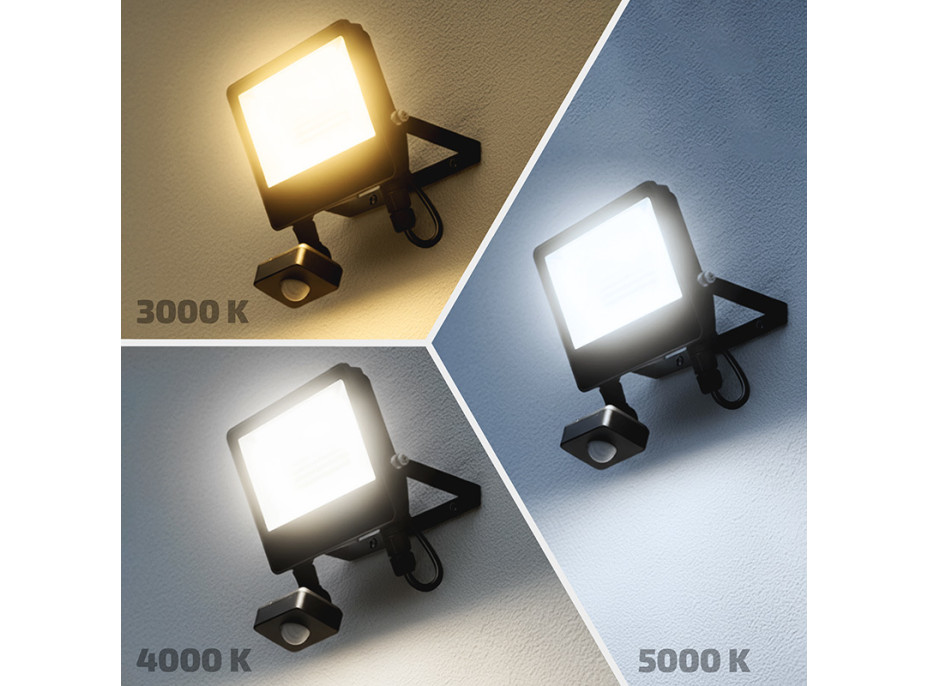Solight LED reflektor se senzorem TOP, 30W, max. 3900lm, 3CCT, volitený výkon 100/66%, IP65, rychlospojka