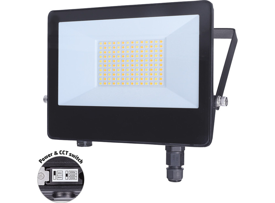 Solight LED reflektor TOP, 50W, max. 6500lm, 3CCT, volitený výkon 100/60%, IP65, rychlokonektor