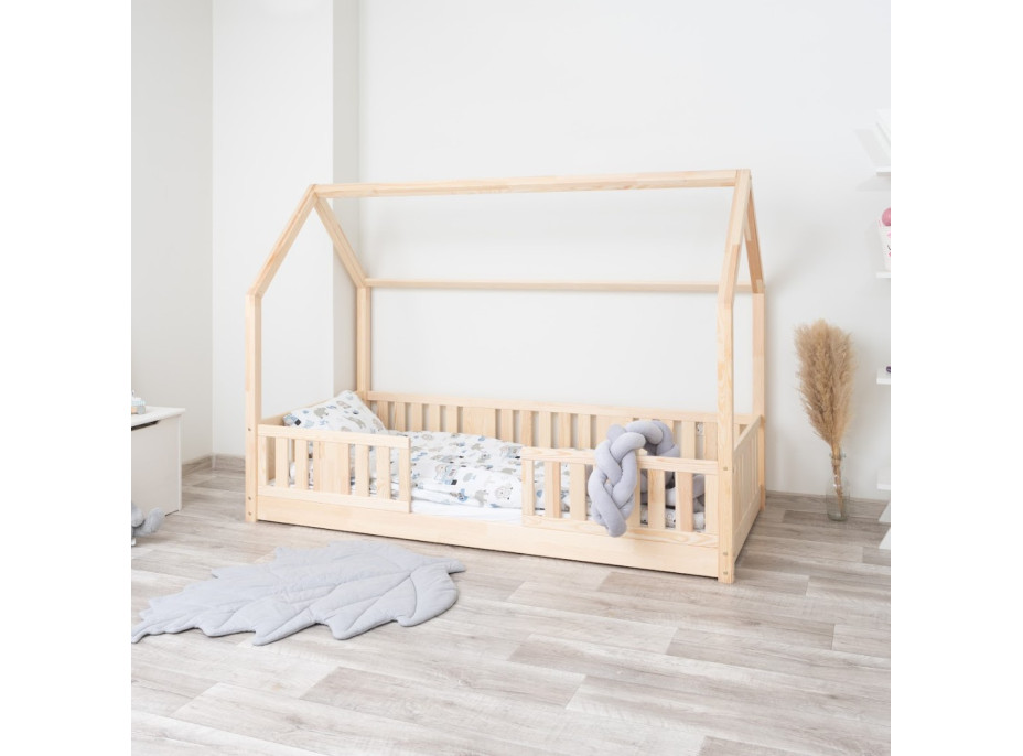 Dětská domečková Montessori postel z masivu borovice NIKO L - 180x80 cm