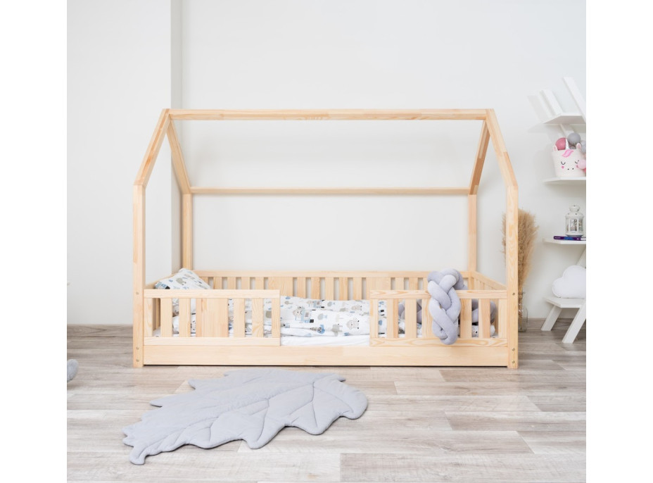 Dětská domečková Montessori postel z masivu borovice NIKO L - 180x80 cm