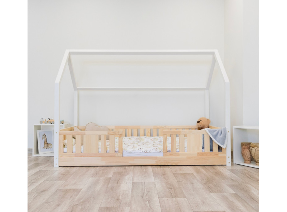 Dětská domečková Montessori postel z masivu borovice NIKO L - 160x80 cm