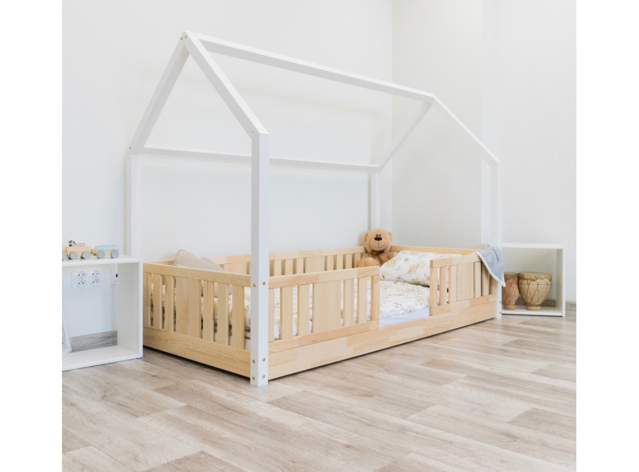 Dětská domečková Montessori postel z masivu borovice NIKO L - 200x90 cm