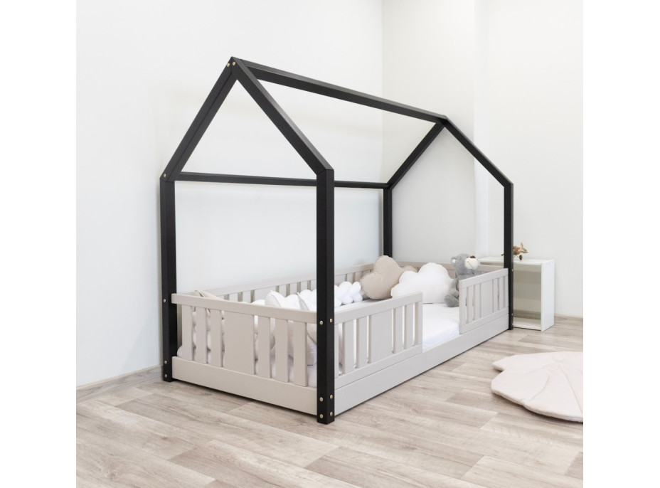 Dětská domečková Montessori postel z masivu borovice NIKO L - 200x90 cm