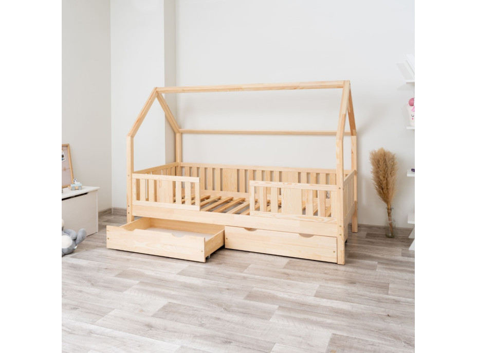 Dětská domečková postel z masivu borovice NIKO L 20 - 180x80 cm