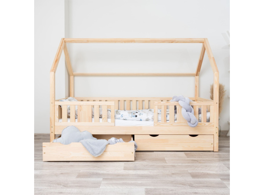 Dětská domečková postel z masivu borovice NIKO L 20 - 200x90 cm