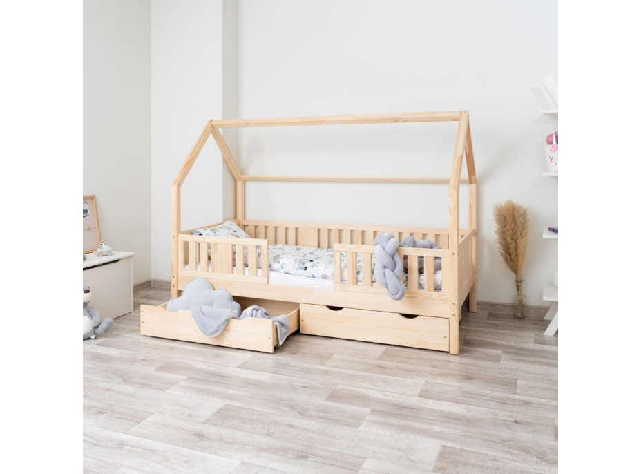 Dětská domečková postel z masivu borovice NIKO L 20 - 160x80 cm