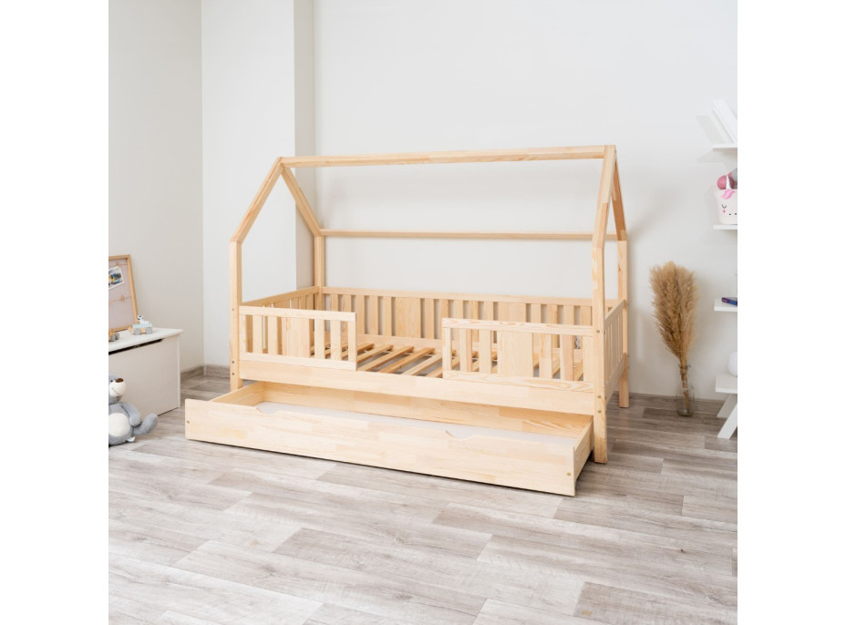 Dětská domečková postel z masivu borovice NIKO L 20 - 180x80 cm
